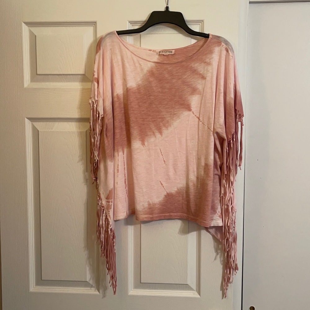 Pink Fringed Tie-Dyed Top